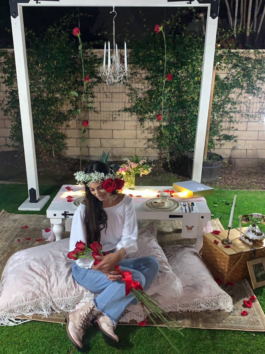 Half Dozen of Roses and Rose Petal Setup